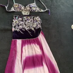 エジプト製ベリーダンス 衣装セットアップ 紫とピンク