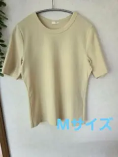 最終お値下げGU　トップス　半袖Tシャツ　イエロー　リブティーシャツ　　　　M