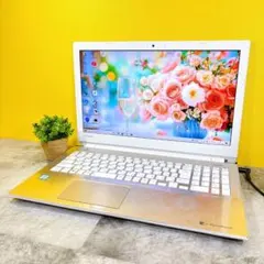 ほぼ美品✨おしゃれゴールド❣新品SSD快適✨フルHD ブルーレイ カメラ付き薄型