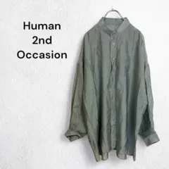 ヒューマンセカンドオケージョン バンドカラーオーバーサイズシャツ スタンドカラー