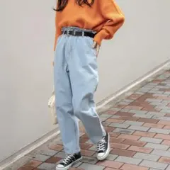 WEGO ハイウエストペーパーバックマムパンツ　S