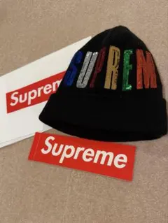 Supreme New Era ニット帽 ビーニー ブラック