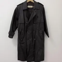 牛革 レザートレンチコート ダブル ロング ブラウン