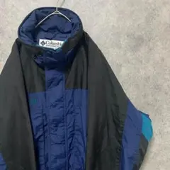 90s コロンビア　ナイロンジャケット　メンズM ネイビー　古着　ワンポイント