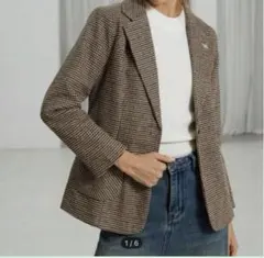 shein ジャケット　千鳥格子　チェック　ブレザー　テーラードジャケット