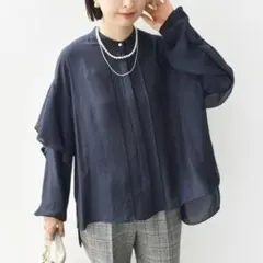 極美品✨定価1.6万❤️ ネイビー 洗える コットンシルクローン 