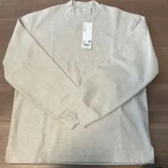 ユニクロ　ブラッシュドジャージー　モックネックTシャツ　M 生成色