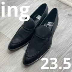 黒のレザー ローファー ing イングマニア 未使用 ブラック23.5cm