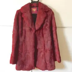 値下げ)ピンクパピヨン ワインレッド 赤 ラビットファー 100%コート 美品