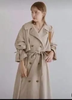 NICE CLAUP 袖リボントレンチコート ベージュ M