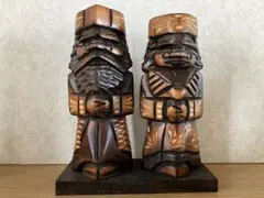 【箱付き・美品】アイヌ 木彫り ニポポ人形 夫婦ペア 北海道 民芸品