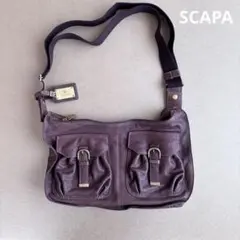 スキャパ　ブラウンレザーショルダーバッグのサムネイル