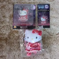 【日本限定品】ハローキティ のフィギュア 、ストラップ、ぬいぐるみ3点セット