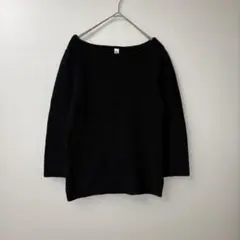 ヴァンクーヴェール 七分袖 ニット M ブラック ノーカラー