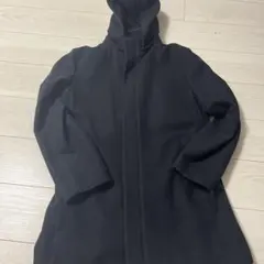 フード付き黒ロングコート　無印良品
