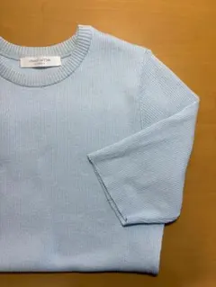 chocol raffine robe リブニット 半袖 ライトブルー
