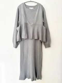 【美品】grove ニットワンピース 青 M