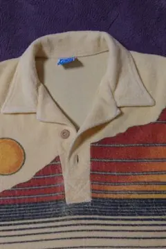 70s　OP オーシャンパシフィック　パイル地　ポロシャツ　L　オールド　サーフのサムネイル
