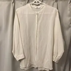 UNIQLO リネンブレンドバンドカラーシャツ