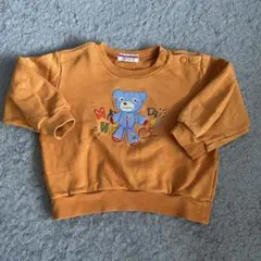 ミキハウス オレンジ クマ刺繍 トレーナー 80
