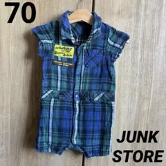 JUNK STORE ガーゼロンパース チェック つなぎ70㎝のサムネイル
