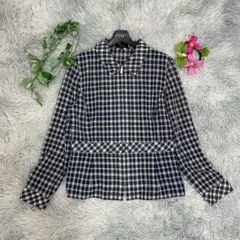​【DAKS】ギンガムチェック ジップジャケット 42 XL ネイビー 日本製のサムネイル