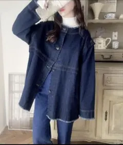 クラシカルエルフ　フリンジ切替デニムジャケット　オーバーサイズ　ゆったりデニム
