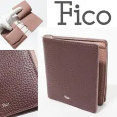 新品 フィーコ シュリンクレザー 小銭入れ付 マネークリップ 二つ折り財布 茶系のサムネイル