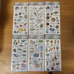 3D 大人の図鑑シール 天体 鉱物 カクテル シマエナガ 海洋生物 文房具　6枚
