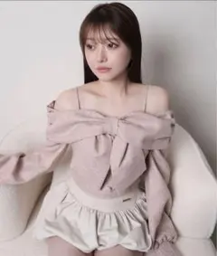 LIP SERVICE リボンオフショルロングスリーブトップス