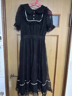 値下げ⭐️ゴスロリ レース黒ドレス 半袖 フリル付き