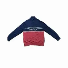 NAUTICA ネイビー/レッド 長袖セーター