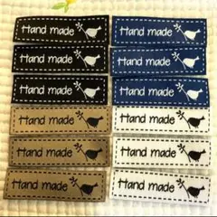 新品未使用　布タグ　小鳥　ハンドメイドタグ　12枚　4色