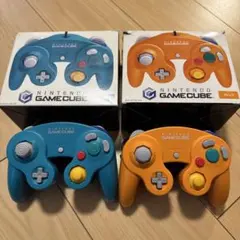 【美品】ゲームキューブコントローラー エメラルドブルー/オレンジセット