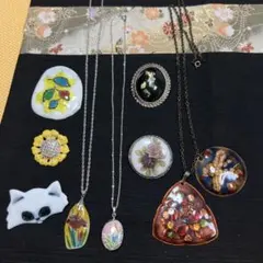 ヴィンテージ風 花と葉のアクセサリーセット