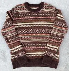 ＊週末限定値下げ grn 総柄 フェアアイル柄 ウールニットセーター Mサイズ
