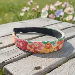 No.13 インド刺繍リボンのカチューシャ(オレンジ×赤)