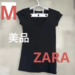 【美品】　ZARA Tシャツ　黒　M ギャル　Ｖネックのサムネイル
