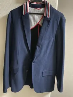 ネイビー ストライプ襟 ジャケット