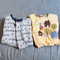 50-60cm 絵柄刺繍長袖ロンパース　2着