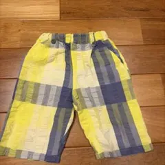 チェック柄ハーフパンツ イエロー グレー
