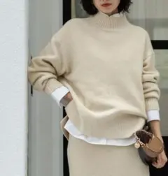 【タグ付新品】ラメスパンコール ハイネックニット 【L】OPAQUE.CLIP