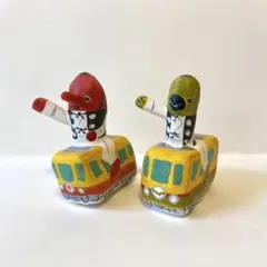 K259・広隆寺牛祭りのお面 赤鬼・青鬼（四天王） 郷土玩具、廃絶