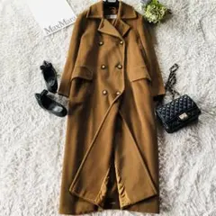 美品✨マックスマーラ マキシコート カシミヤ 女優襟 アイコン キャメル 38