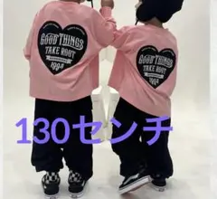 即完品 新品RRmoment 長袖カットソー ピンク ハートロゴ 130センチ