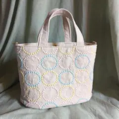 ハンドメイド 輸入刺繍生地 丸底 オーバル底 トートバッグ 底鋲付き