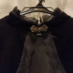 ROMWE　ブラック ベルベット カーディガン