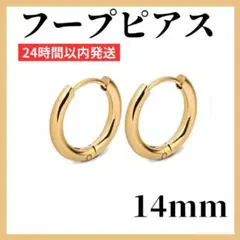 フープピアス ゴールド ステンレス 14mm 2個 メンズ レディース