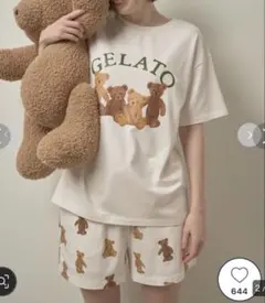 ジェラートピケ ベアワンポイントTシャツ&ベアショートパンツ セット
