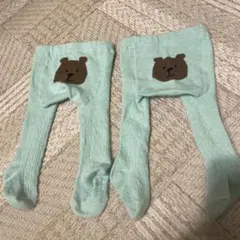 【新品未使用】BabyGap クマデザイン ベビータイツ ミントグリーン